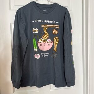 Pusheen Charcoal Tee with Colorful Ramen Graphic